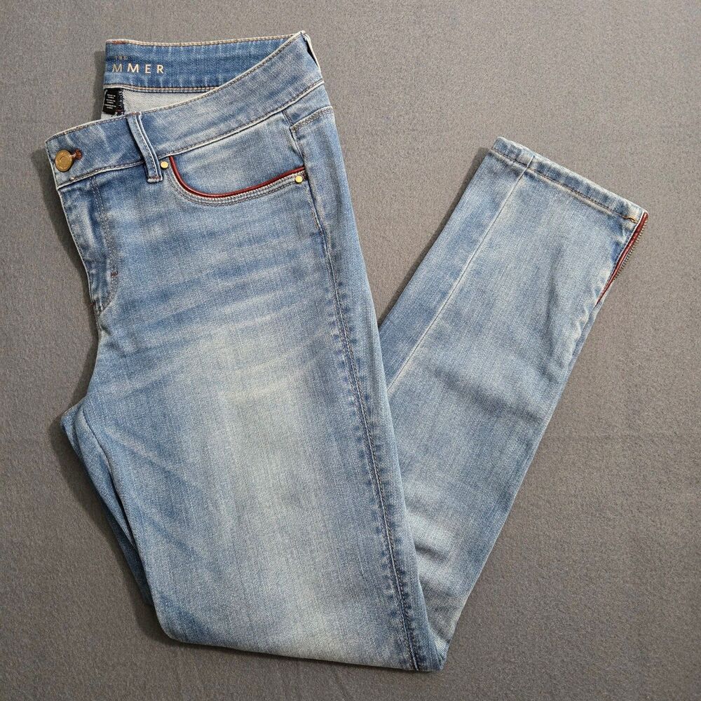 WHBM Jeans Women 6 Mid Rise The Skimmer Blue Skinny Zipper Ankle